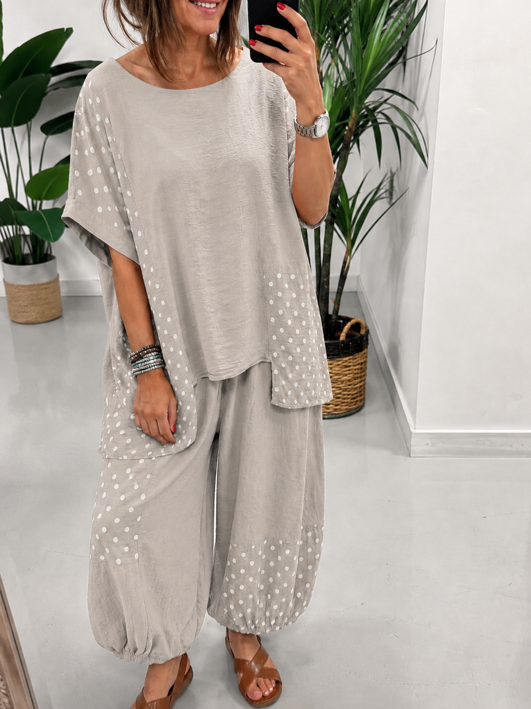 Dottie Linen Mix Trousers - Stone