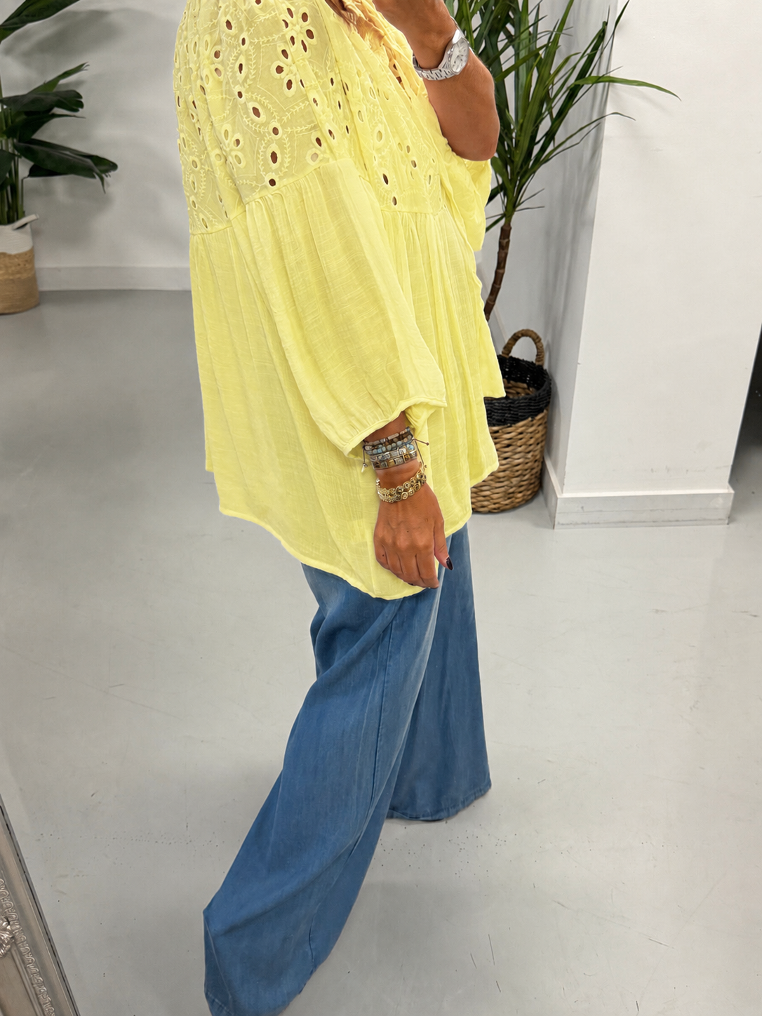 The Relaxed Boho Smock Top - Lemon