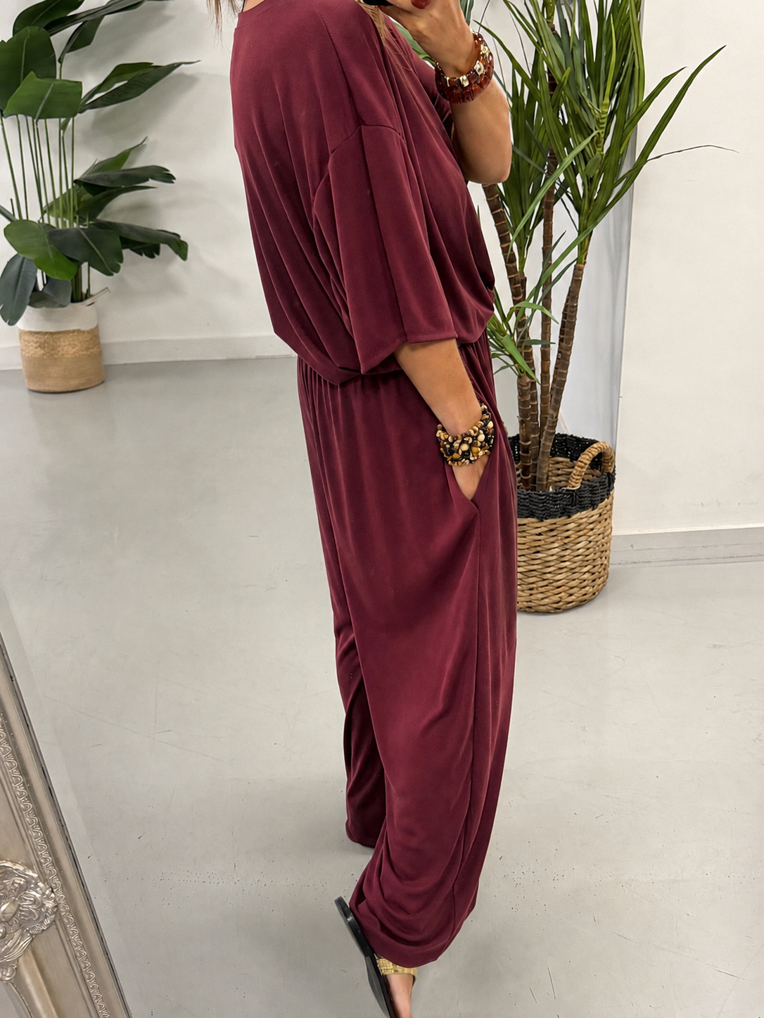 The Weekend Slouch Ribbed Co-Ord - Wine