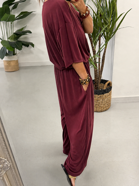 The Weekend Slouch Ribbed Co-Ord - Wine