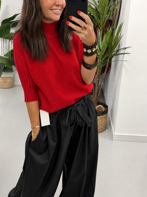 Crop Sleeve Knit - Red