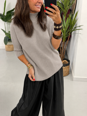 Crop Sleeve Knit - Mink