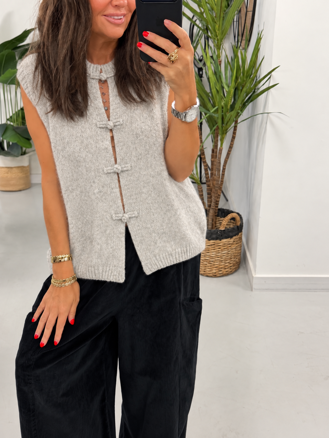 Shanghai Sleeveless Knit - Pale Grey (Size 12-18)