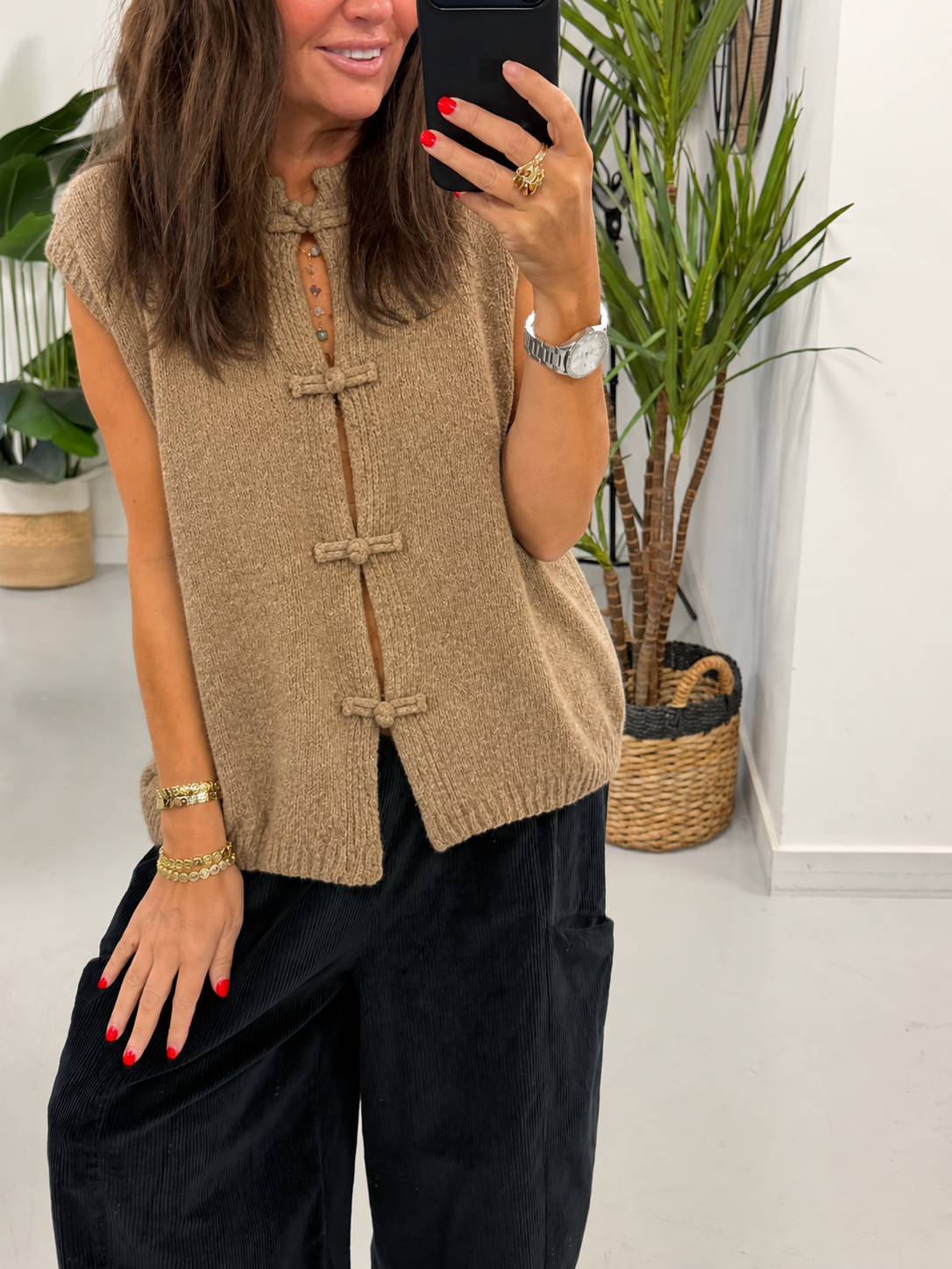 Shanghai Sleeveless Knit - Camel ( Size 12-18)