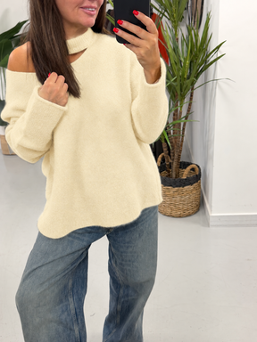 Slash Neck Knit  - Buttercream (Size 12-18)