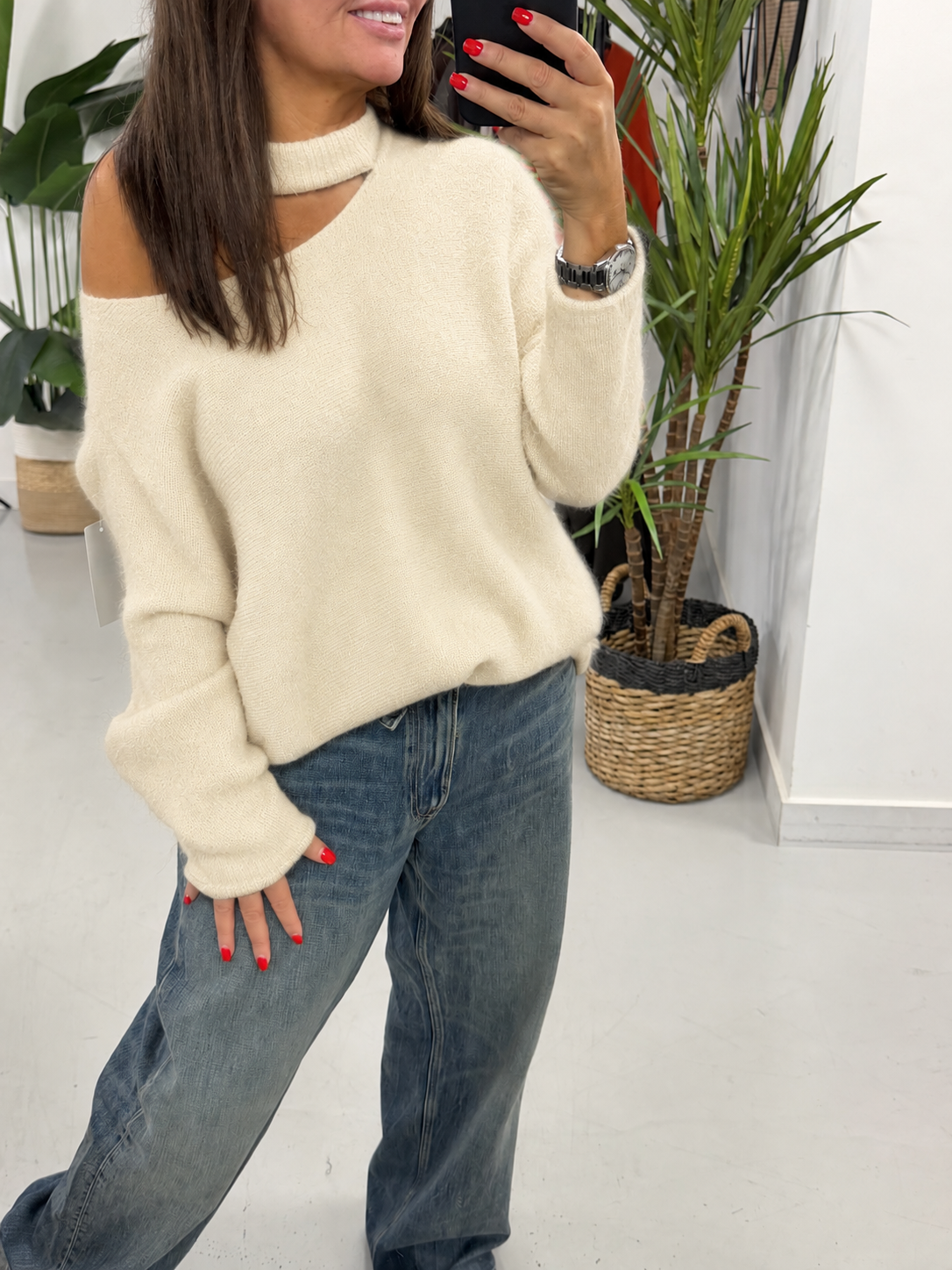 Slash Neck Knit  - Buttercream (Size 12-18)