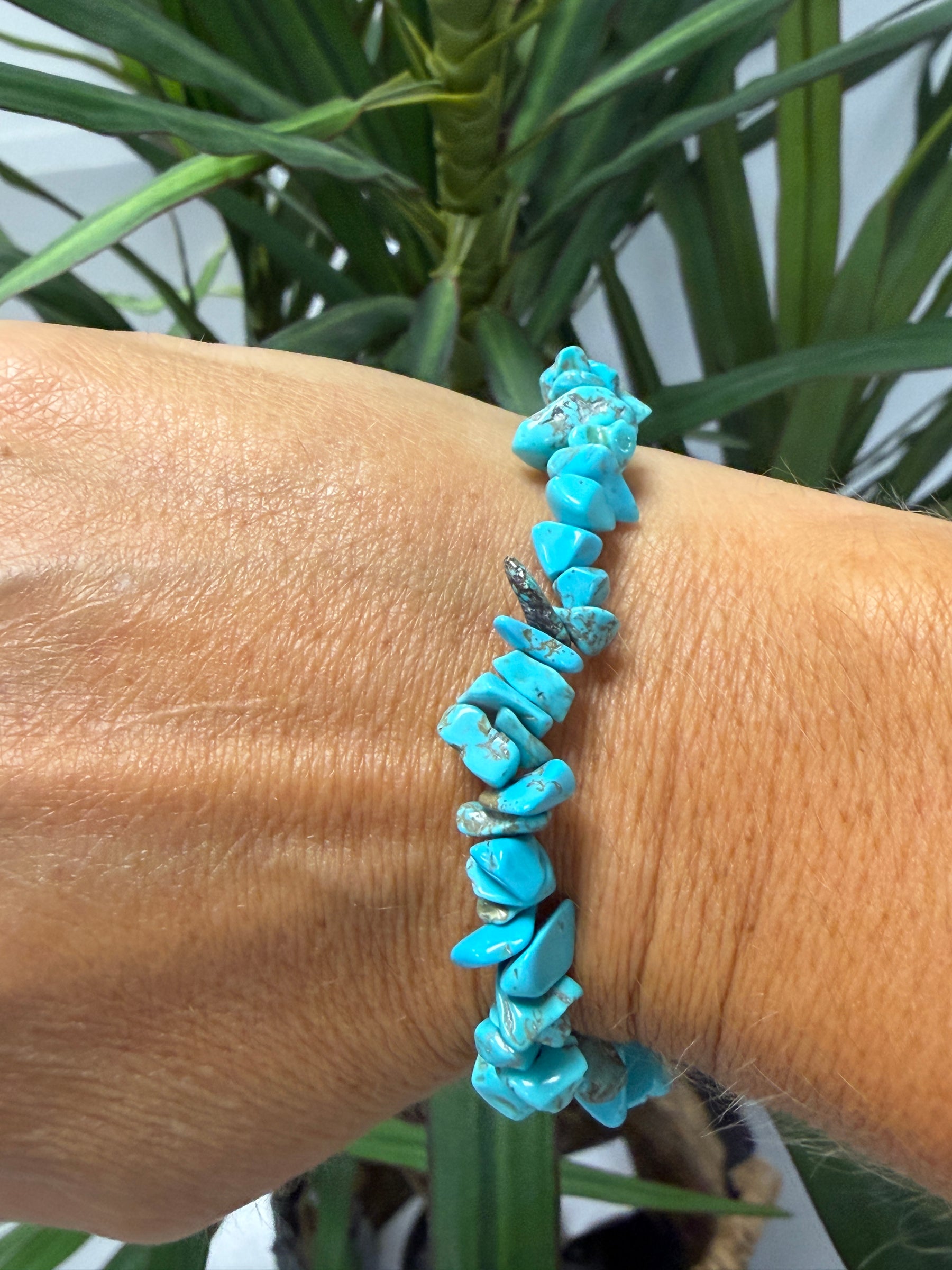 Stone Elasticated Bracelet- Blue