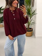 The Portobello Military Button Cardigan -  Wine