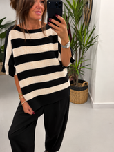 The Boat Neck Stripy Knit - Black/Cream