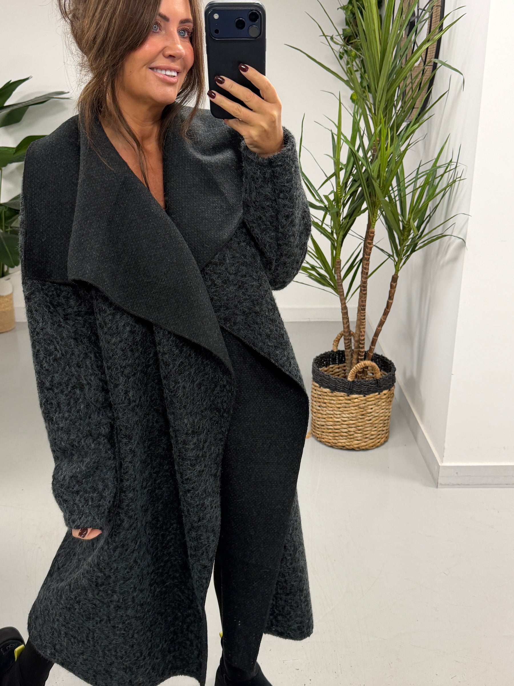 Dakota Waterfall Coat  - Charcoal (Size 10-16)