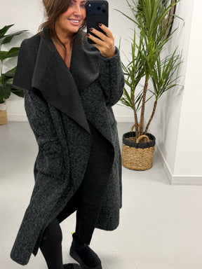 Dakota Waterfall Coat  - Charcoal (Size 10-16)