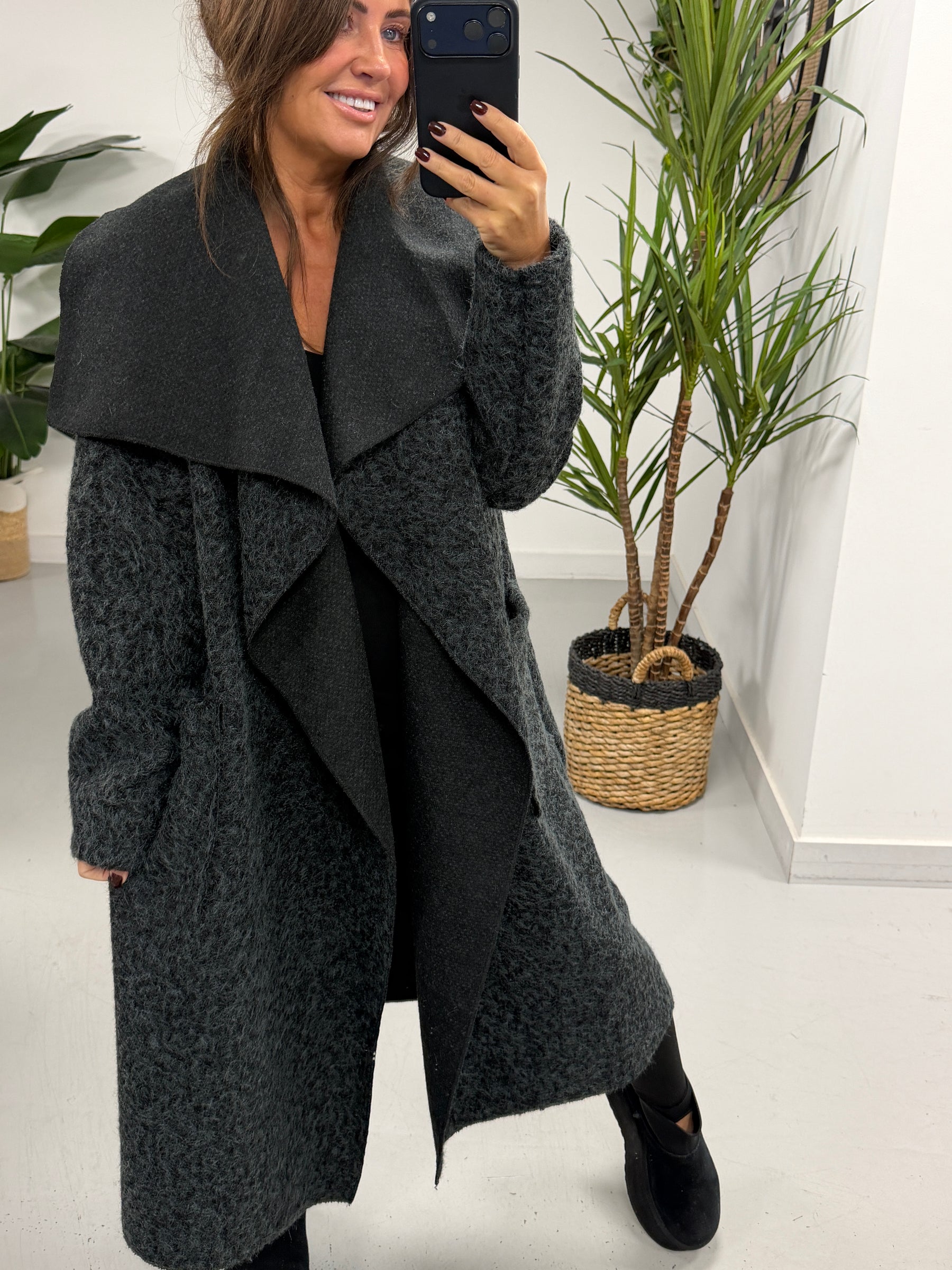 Dakota Waterfall Coat  - Charcoal (Size 10-16)
