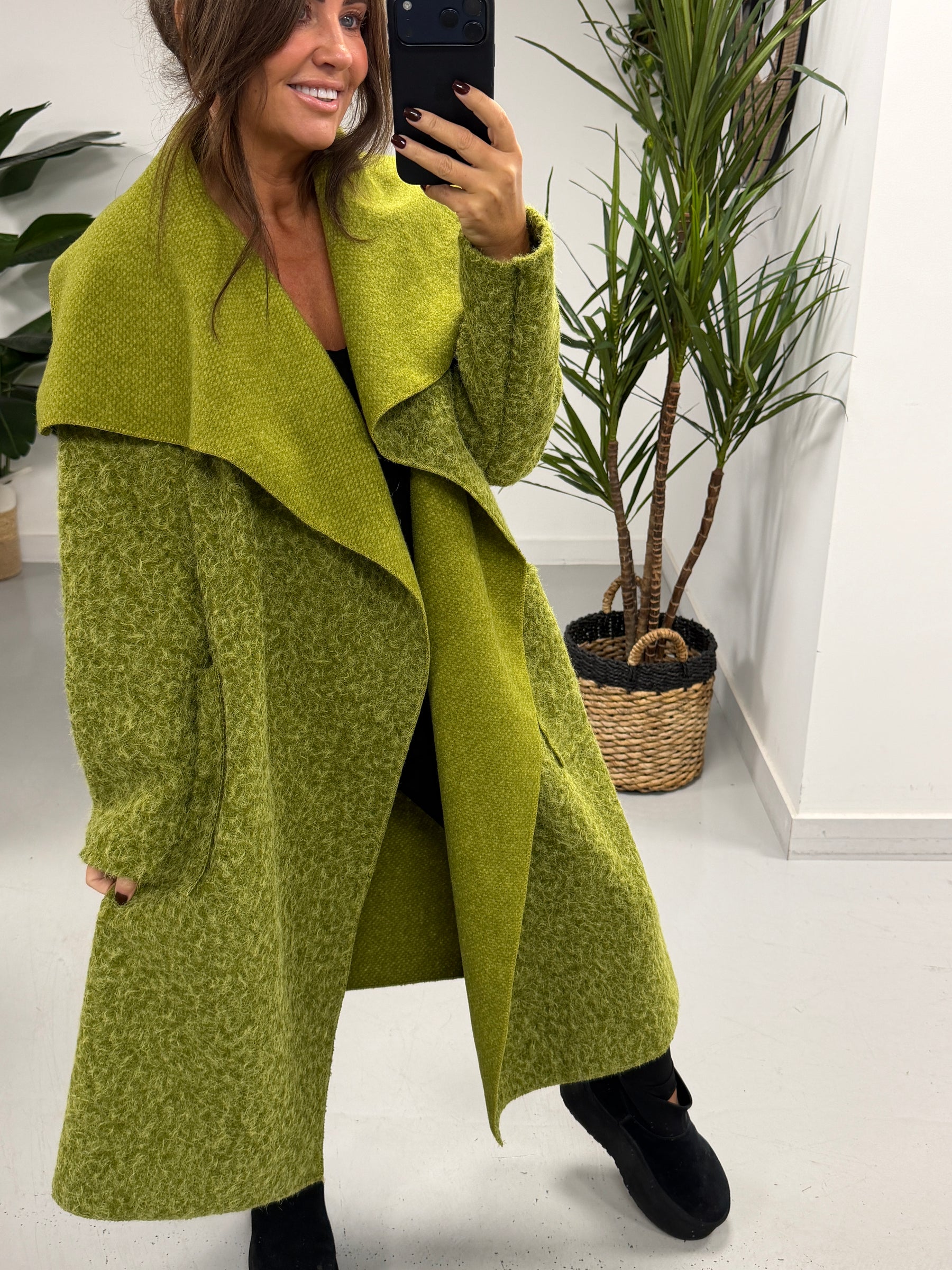 Dakota Waterfall Coat  - Olive Green (Size 10-16)