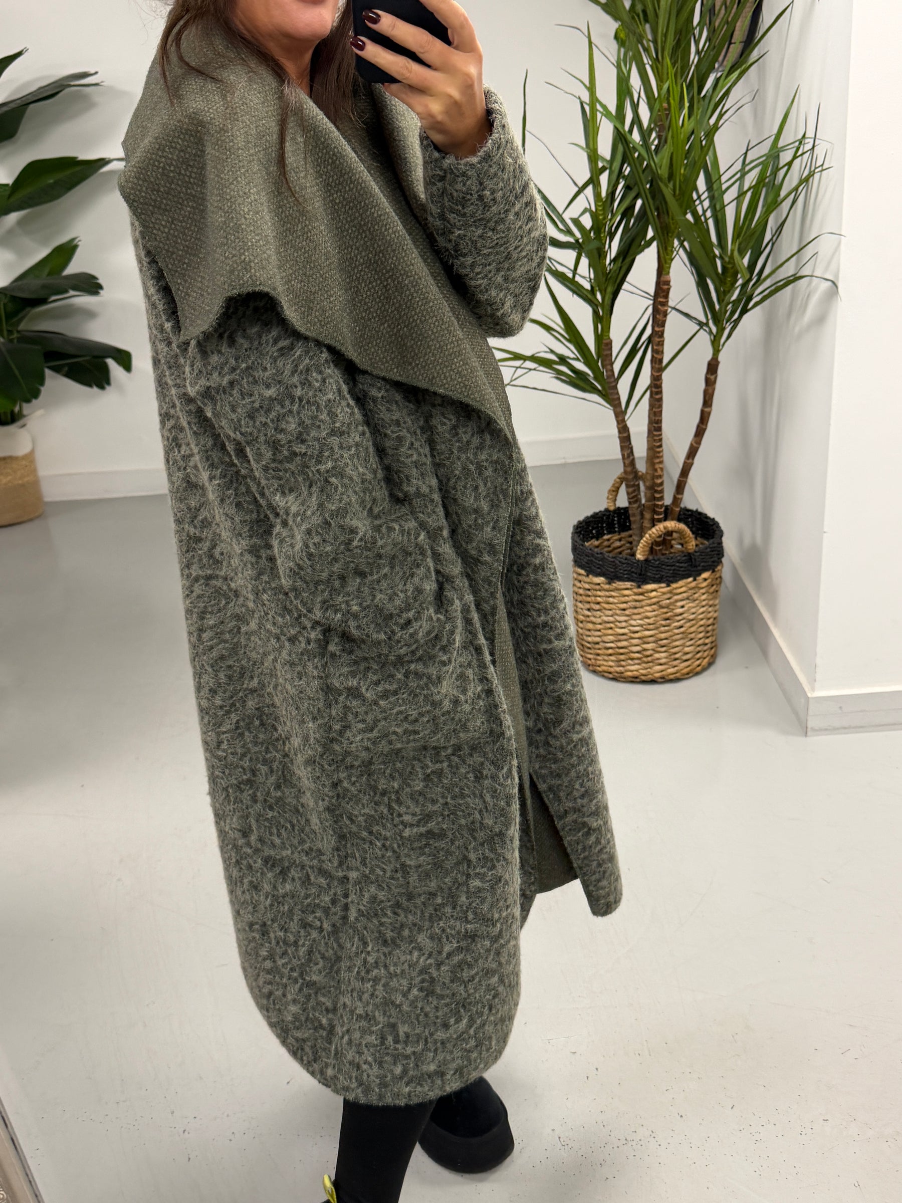 Dakota Waterfall Coat  - Khaki (Size 10-16)