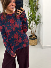 The Cashmere Blend Botanical Layering Top  - Wine/Navy (Size 10-16)