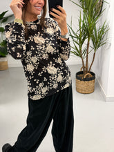The Cashmere Blend Botanical Layering Top  - Black/White (Size 10-16)