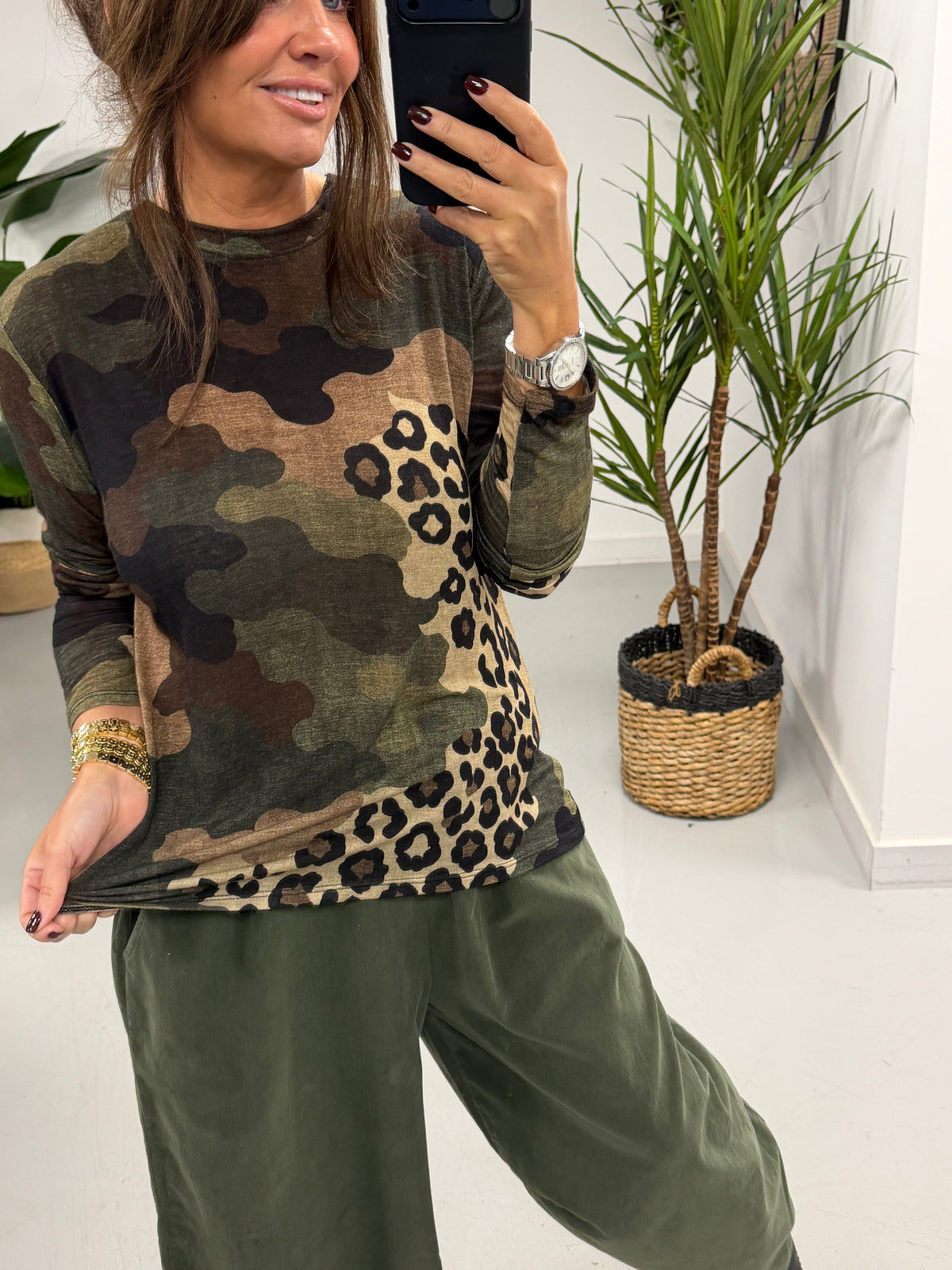 The Cashmere Blend Top  - Camo/Animal (Size 10-16)