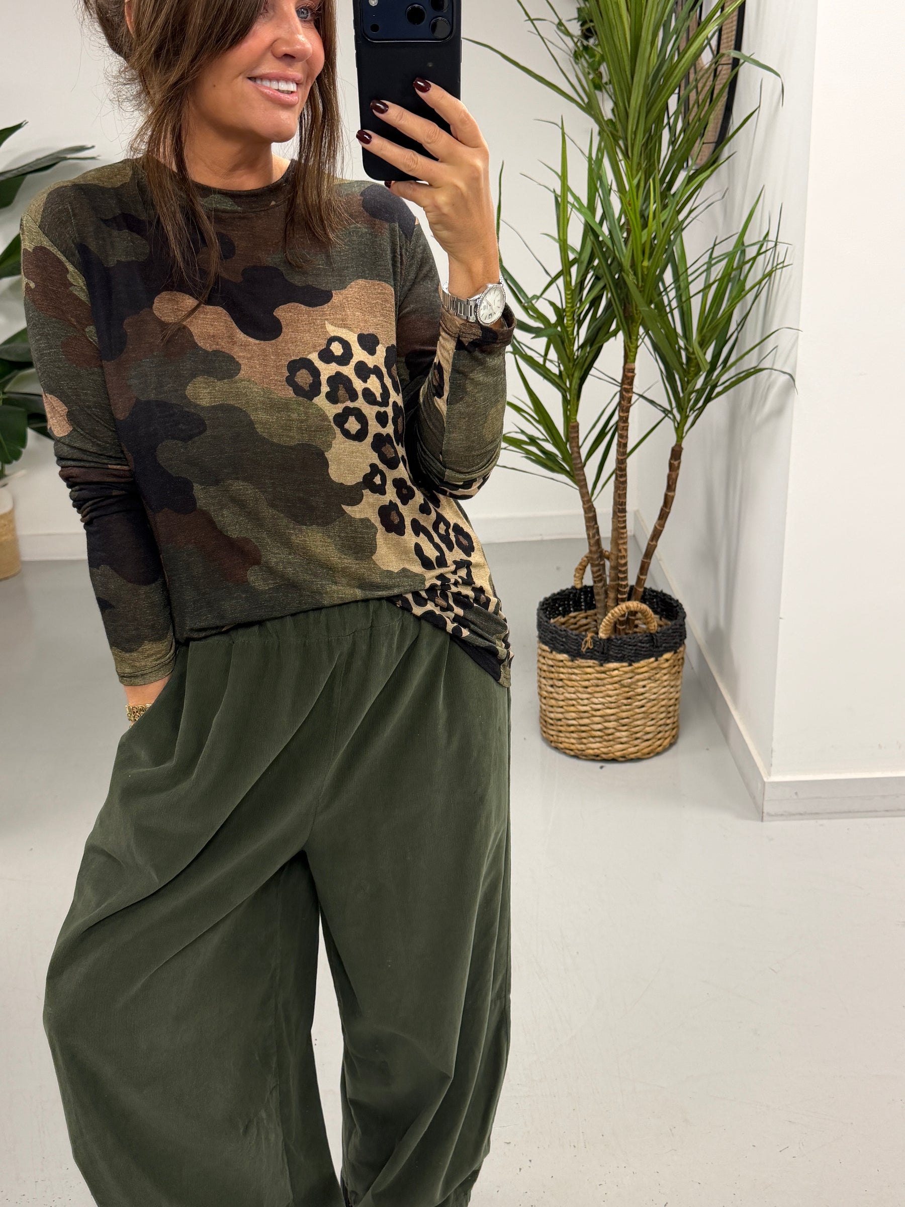 The Cashmere Blend Top  - Camo/Animal (Size 10-16)