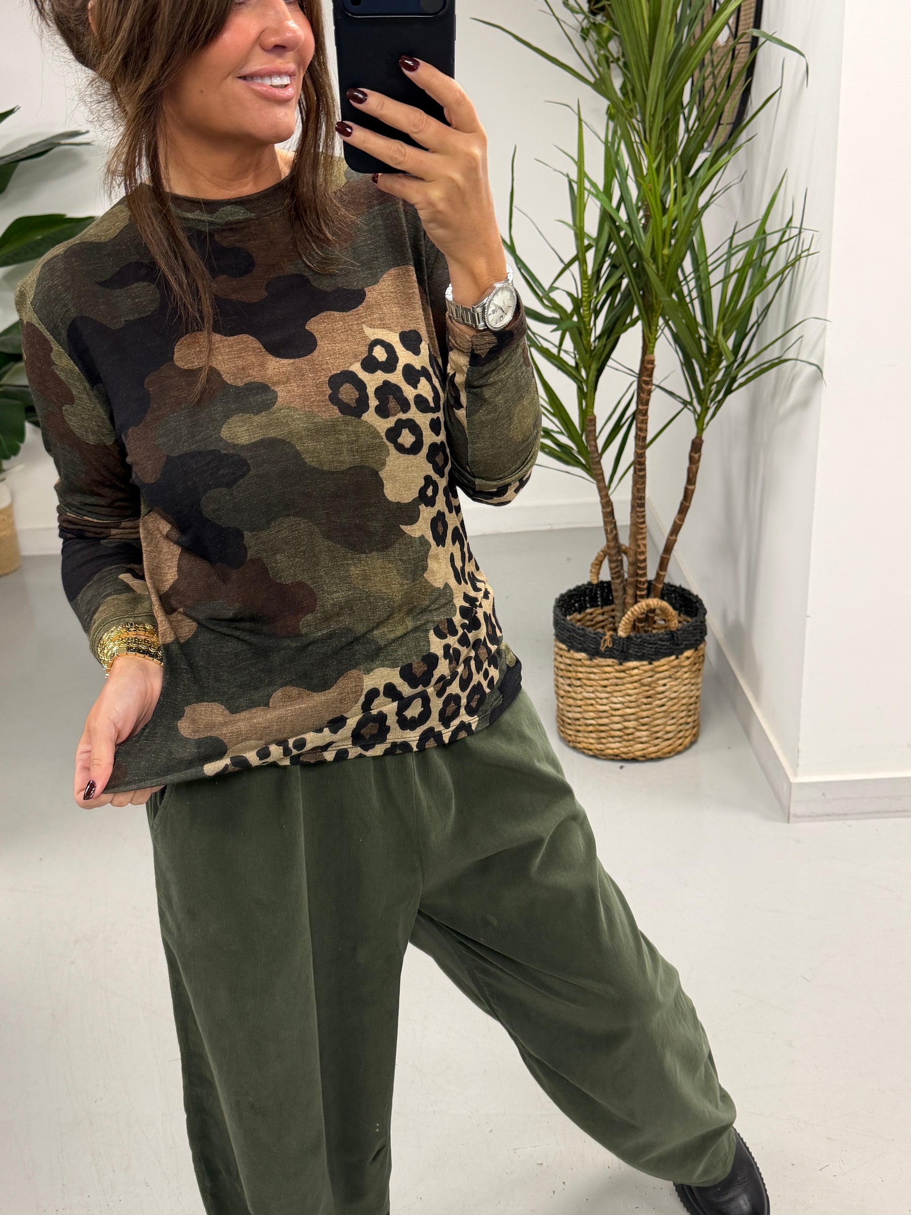 The Cashmere Blend Top  - Camo/Animal (Size 10-16)