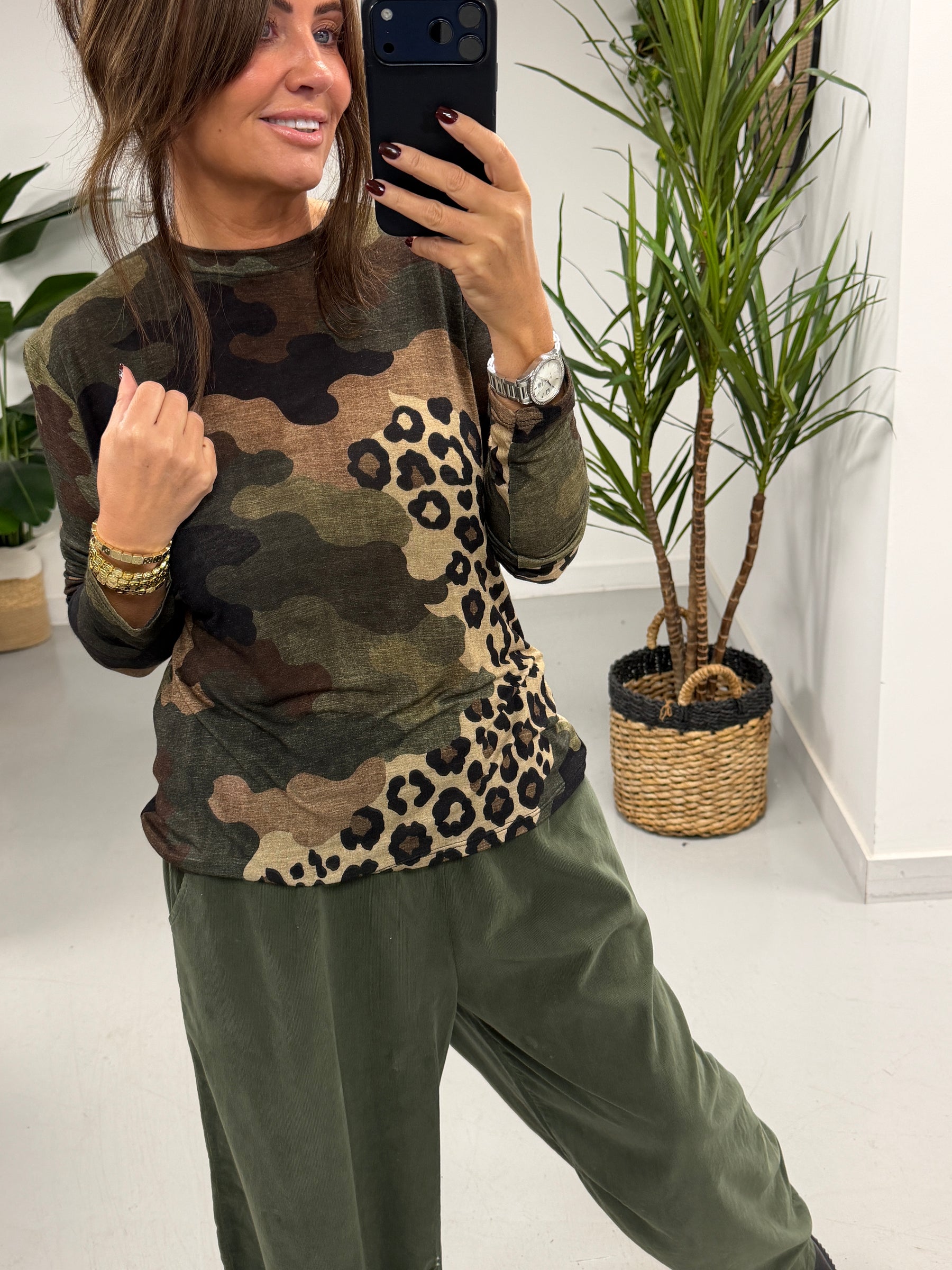 The Cashmere Blend Top  - Camo/Animal (Size 10-16)