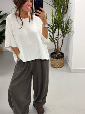 The Boston Barrel Needlecord Joggers - Taupe (Size 12-16)