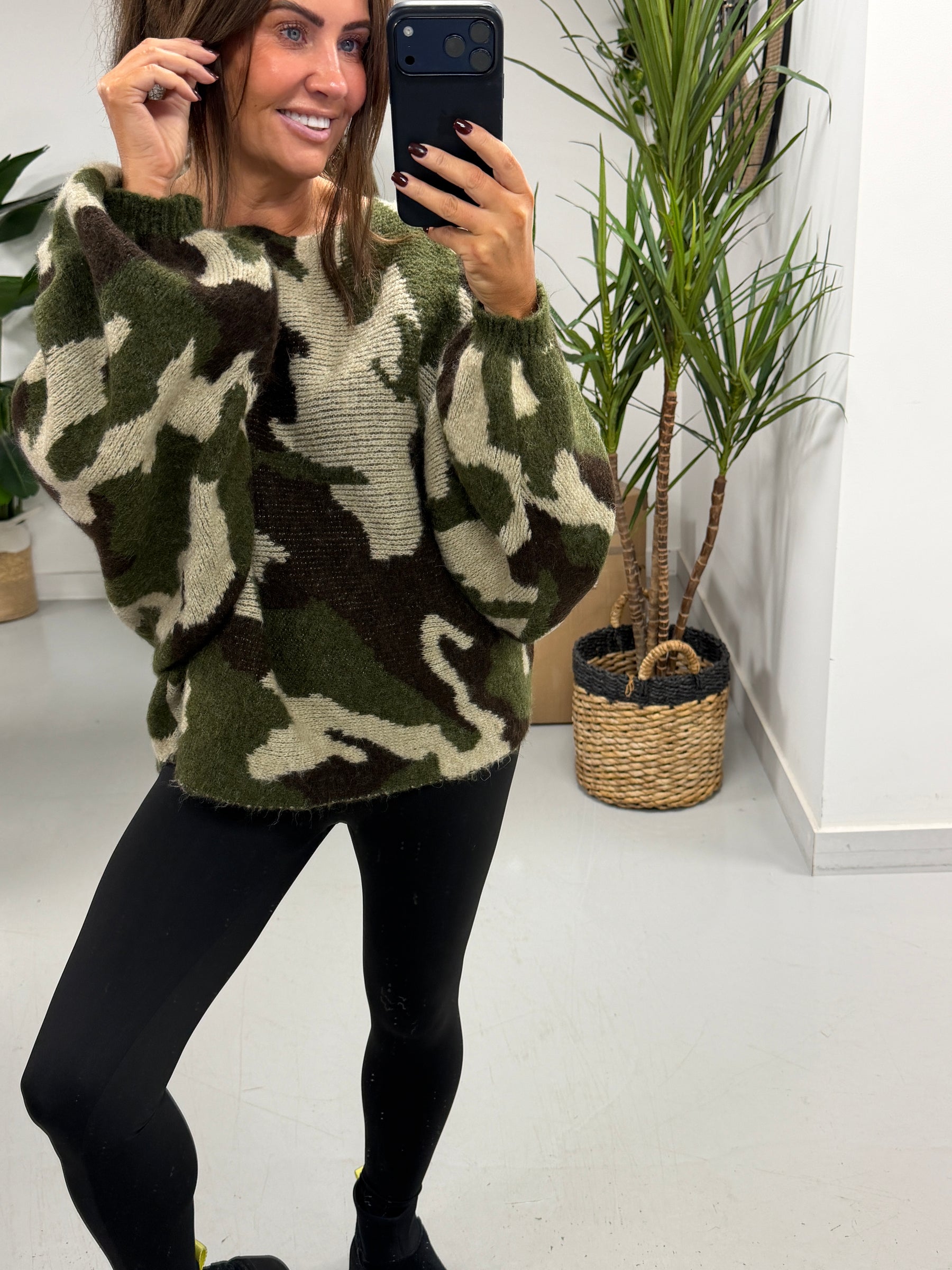 The Conrad Camo Chunky Knit- Khaki (Size 10 - 16)