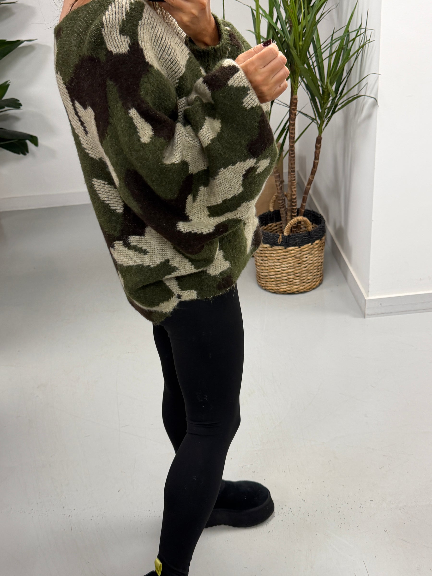 The Conrad Camo Chunky Knit- Khaki (Size 10 - 16)