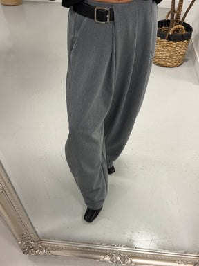 Side Belt Barrel Trousers - Grey (Fitting Size 10-14) PRE ORDER