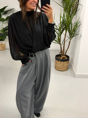 Side Belt Barrel Trousers - Grey (Fitting Size 10-14) PRE ORDER