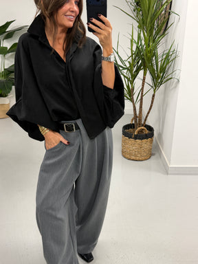 Side Belt Barrel Trousers - Grey (Fitting Size 10-14) PRE ORDER