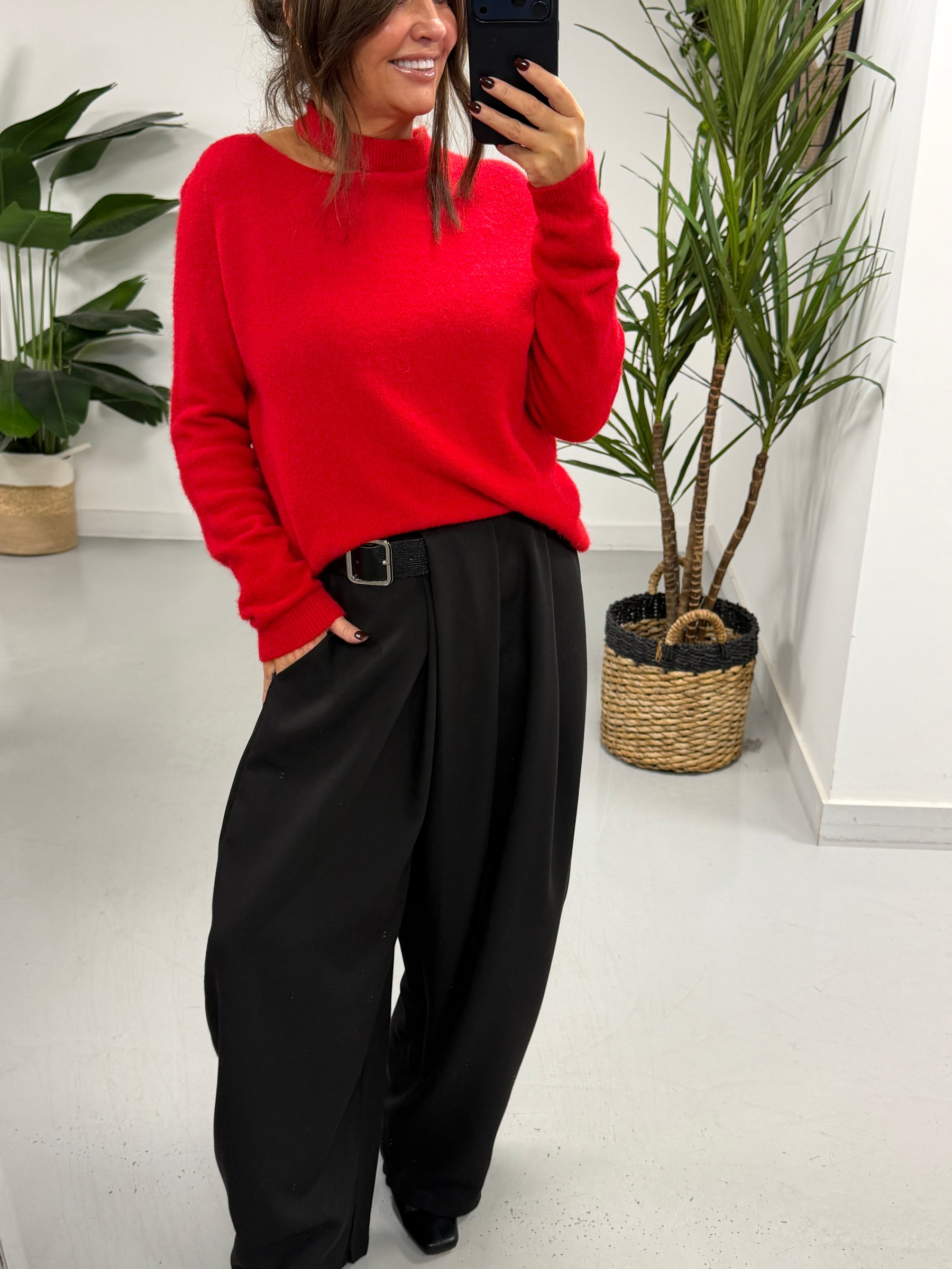 Side Belt Barrel Trousers - Black (Fitting Size 10-14) (PRE ORDER)