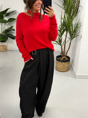 Side Belt Barrel Trousers - Black (Fitting Size 10-14) (PRE ORDER)