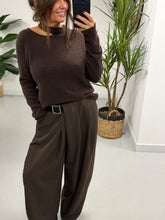 The Sienna Slash Neck Knit  - Chocolate (Size 8-14)