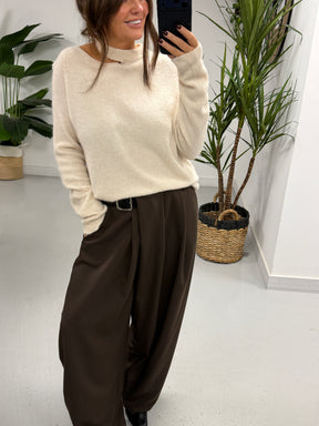 The Sienna Slash Neck Knit  - Cream (Size 8-14)