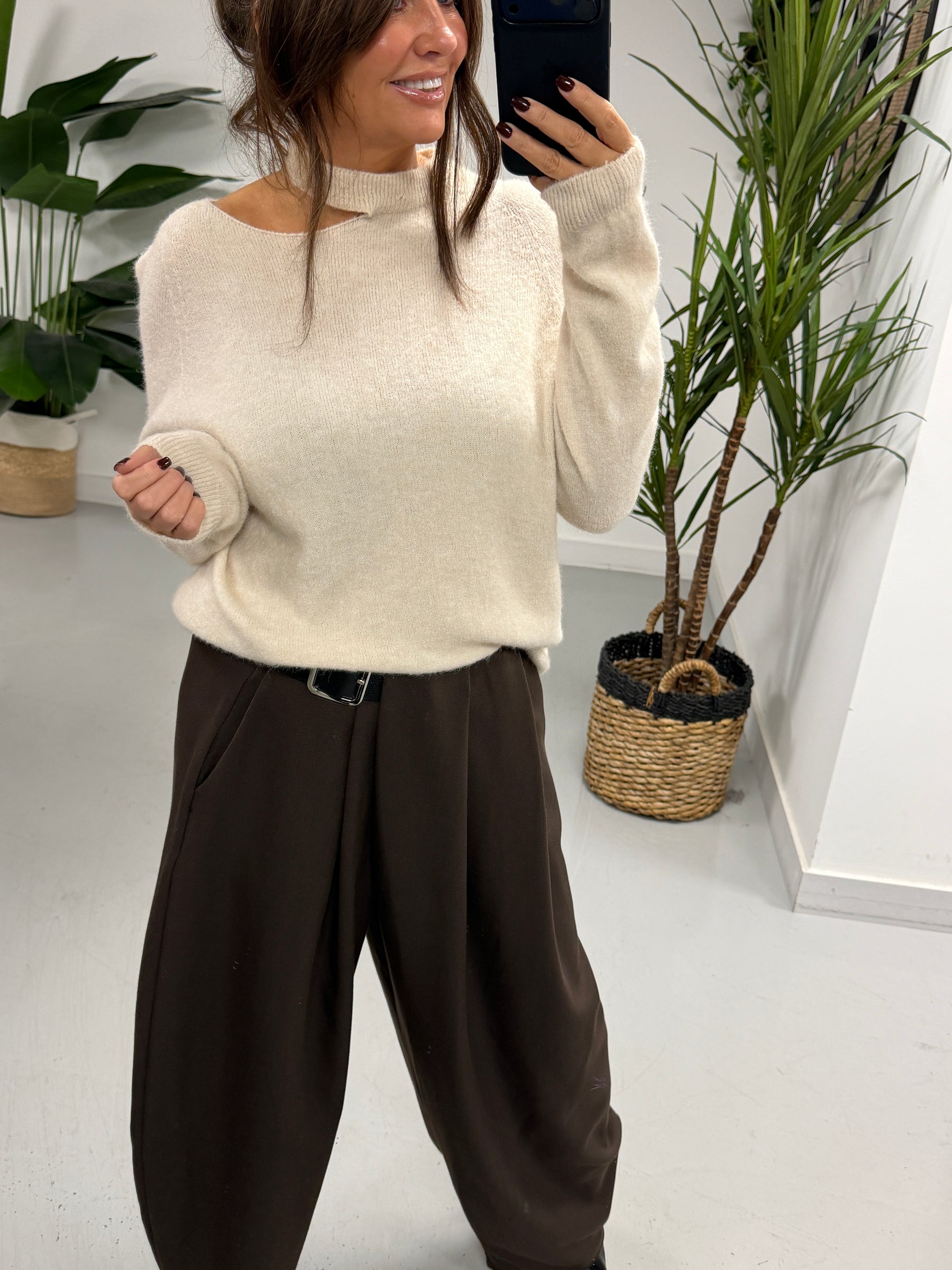The Sienna Slash Neck Knit  - Cream (Size 8-14)