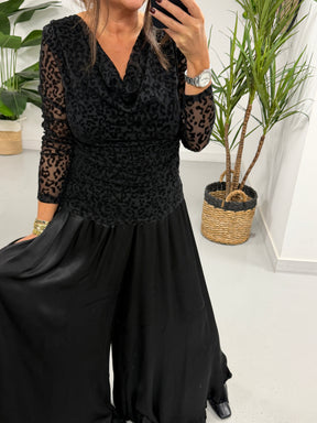 The Midnight Frill Hem Wide Leg Trouser - Black (Size 10 - 16)