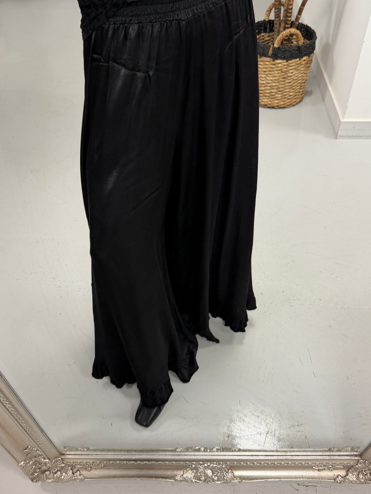 The Midnight Frill Hem Wide Leg Trouser - Black (Size 10 - 16)