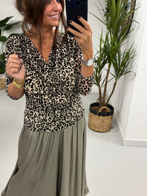 The Animal Scoop Neck Top - Cream (Size 8-12)