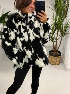 Weekend Vibes Cow Print Fleece  (Sizes 8-16)