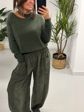 The Sienna Slash Neck Knit  - Khaki (Size 8-14)