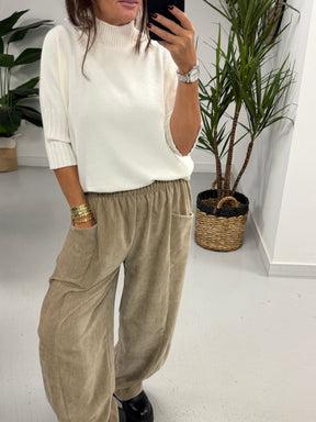 The Bromley Pocket Barrel Trousers - Mink  (Size 12-18)