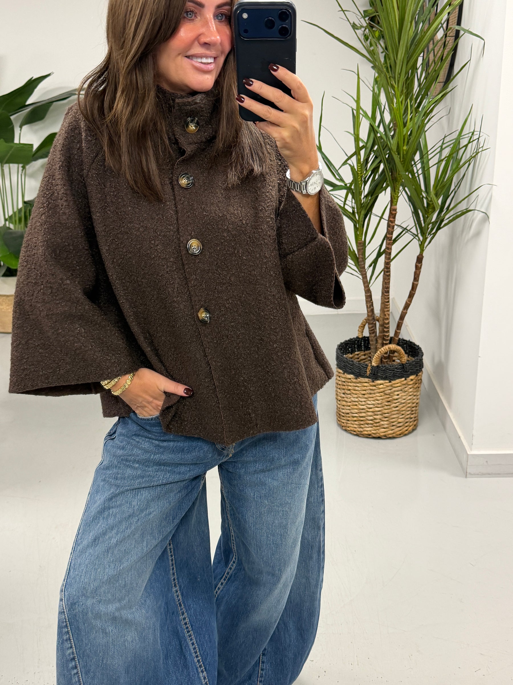 Military Swing Shacket - Chocolate