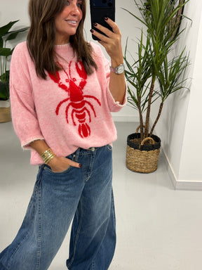 Lobster Blanket Stitch Knit -Pink/Red (Size 10-14)