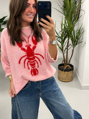 Lobster Blanket Stitch Knit -Pink/Red (Size 10-14)