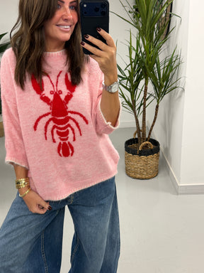 Lobster Blanket Stitch Knit -Pink/Red (Size 10-14)