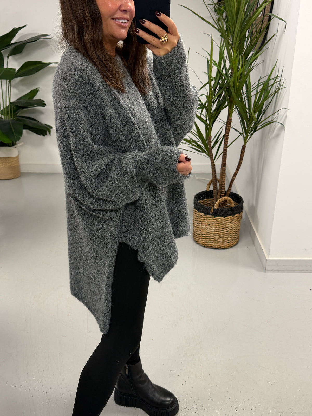 The Super Soft Hi Low Knit - Grey
