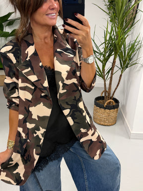 Camo Funnel Neck Blazer