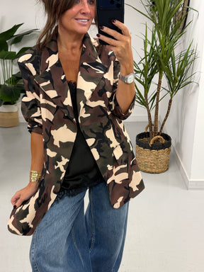 Camo Funnel Neck Blazer