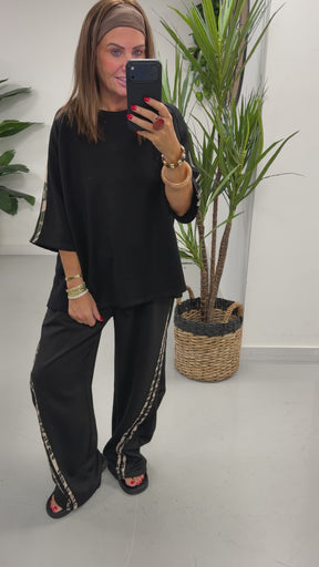 The Delux Jersey Camo Print Trim Tracksuit - Black