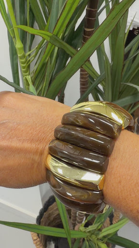 Elasticated Chocolate and Gold Thick